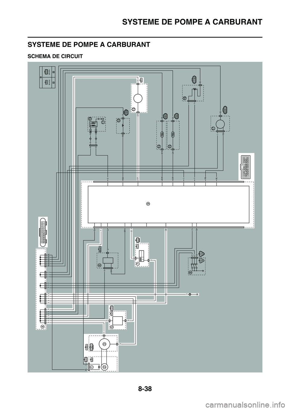 YAMAHA YZ450F 2014  Notices Demploi (in French) SYSTEME DE POMPE A CARBURANT
8-38
FAS1SL1329
SYSTEME DE POMPE A CARBURANT
FAS1SL1330SCHEMA DE CIRCUIT
B/LGy
BR
A
A
AA
B
RR R R R R R
B
B
B
RR
R
Lg
LgB/WB/Y
B/YB
B
BP
PP
Sb
B/LP/B
P/B
YL
YL
L
G/WBr/W
G