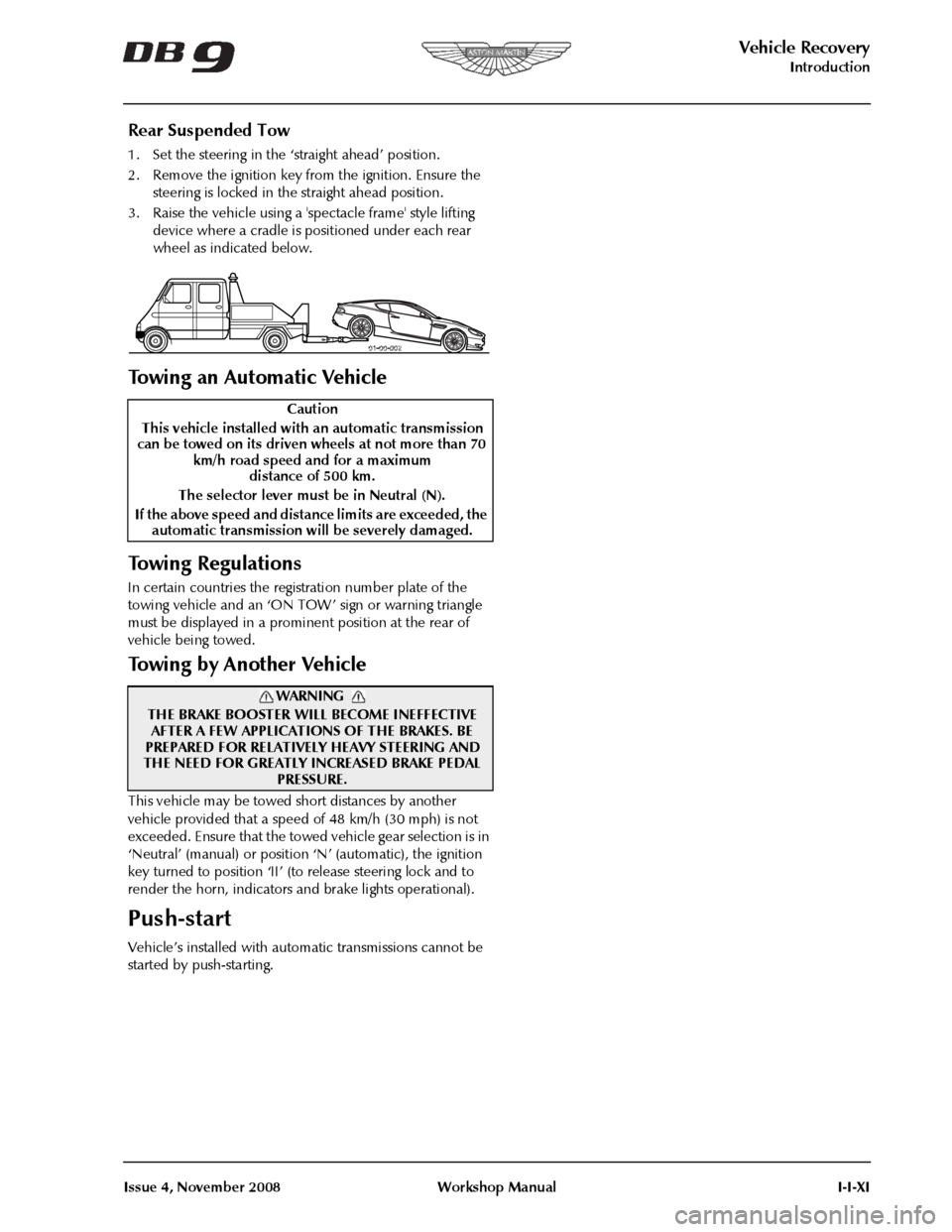 ASTON MARTIN DB9 2008 User Guide 