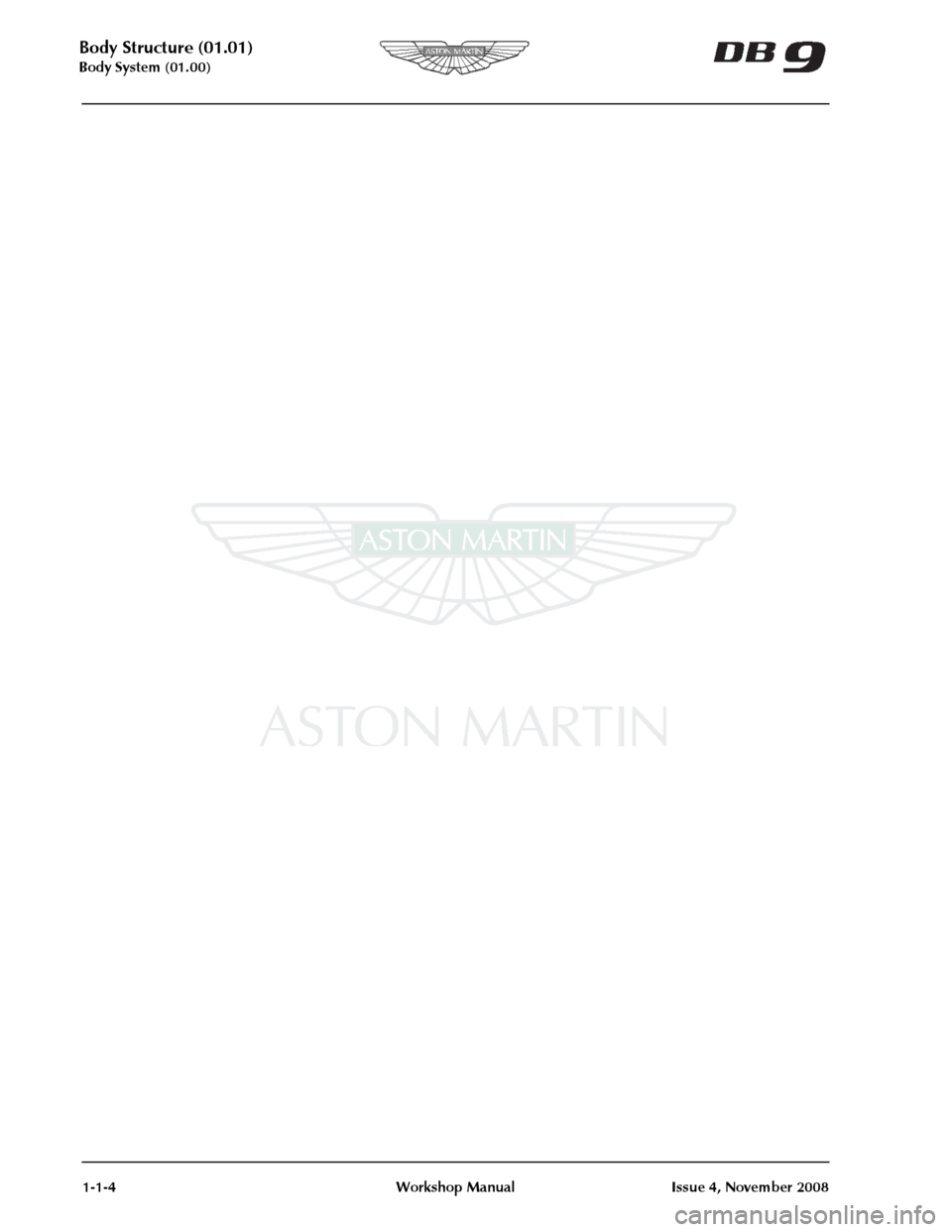 ASTON MARTIN DB9 2008 User Guide 