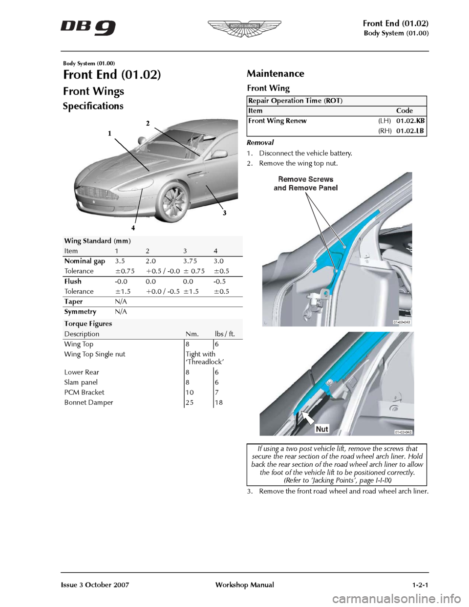 ASTON MARTIN DB9 2008 User Guide 