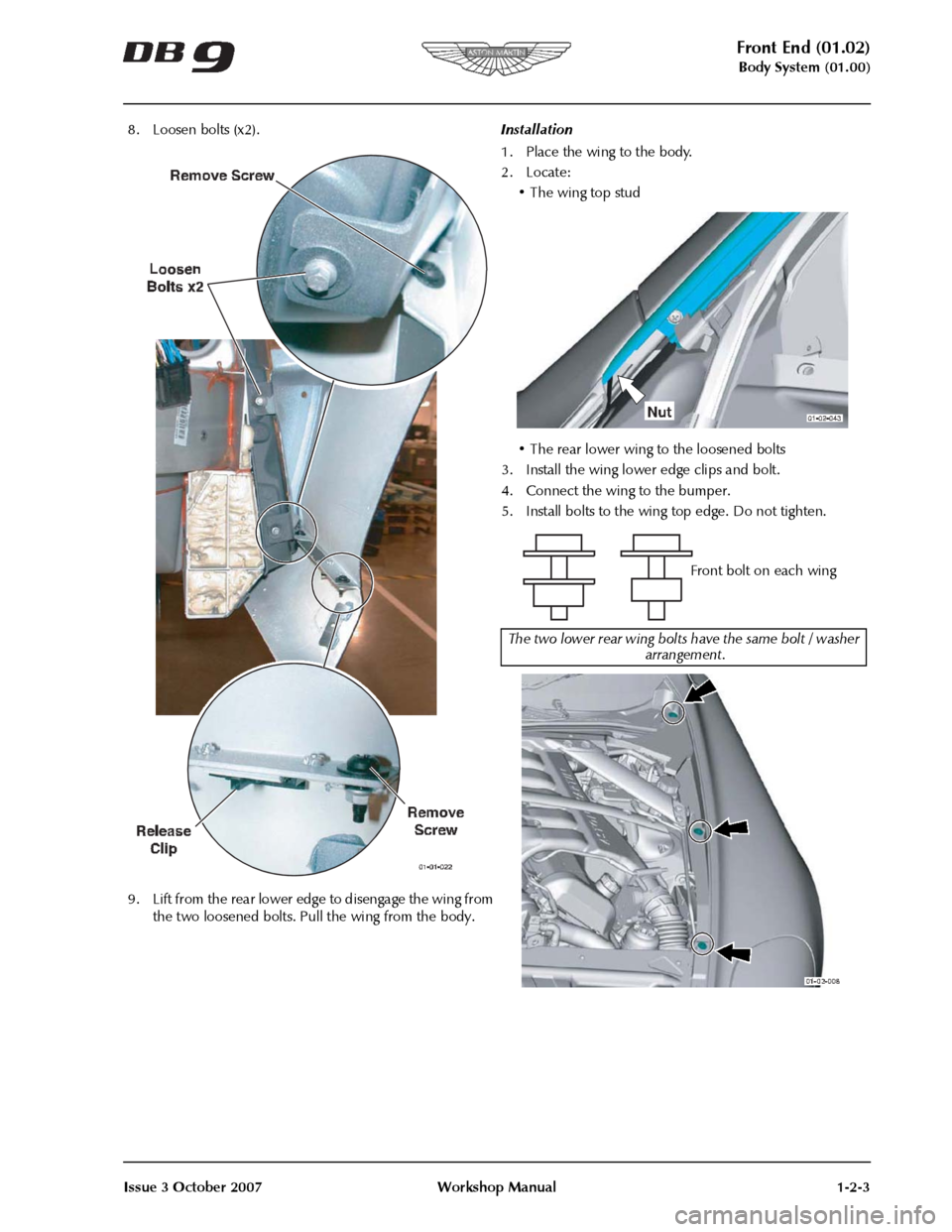 ASTON MARTIN DB9 2008 Owners Manual 