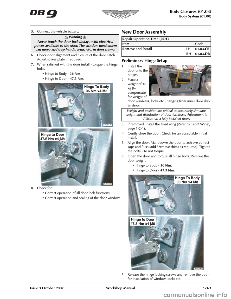 ASTON MARTIN DB9 2008 Owners Manual 