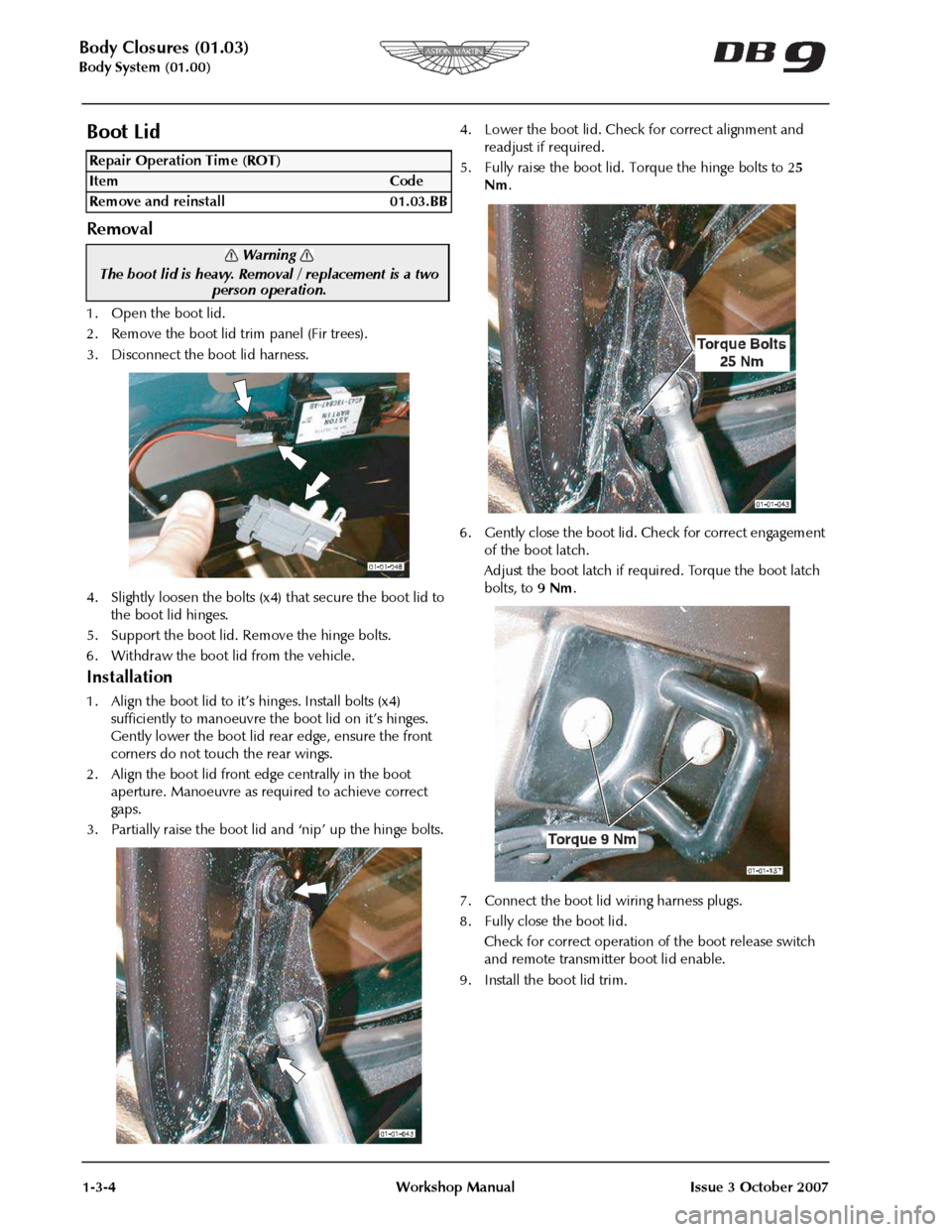 ASTON MARTIN DB9 2008 Owners Manual 