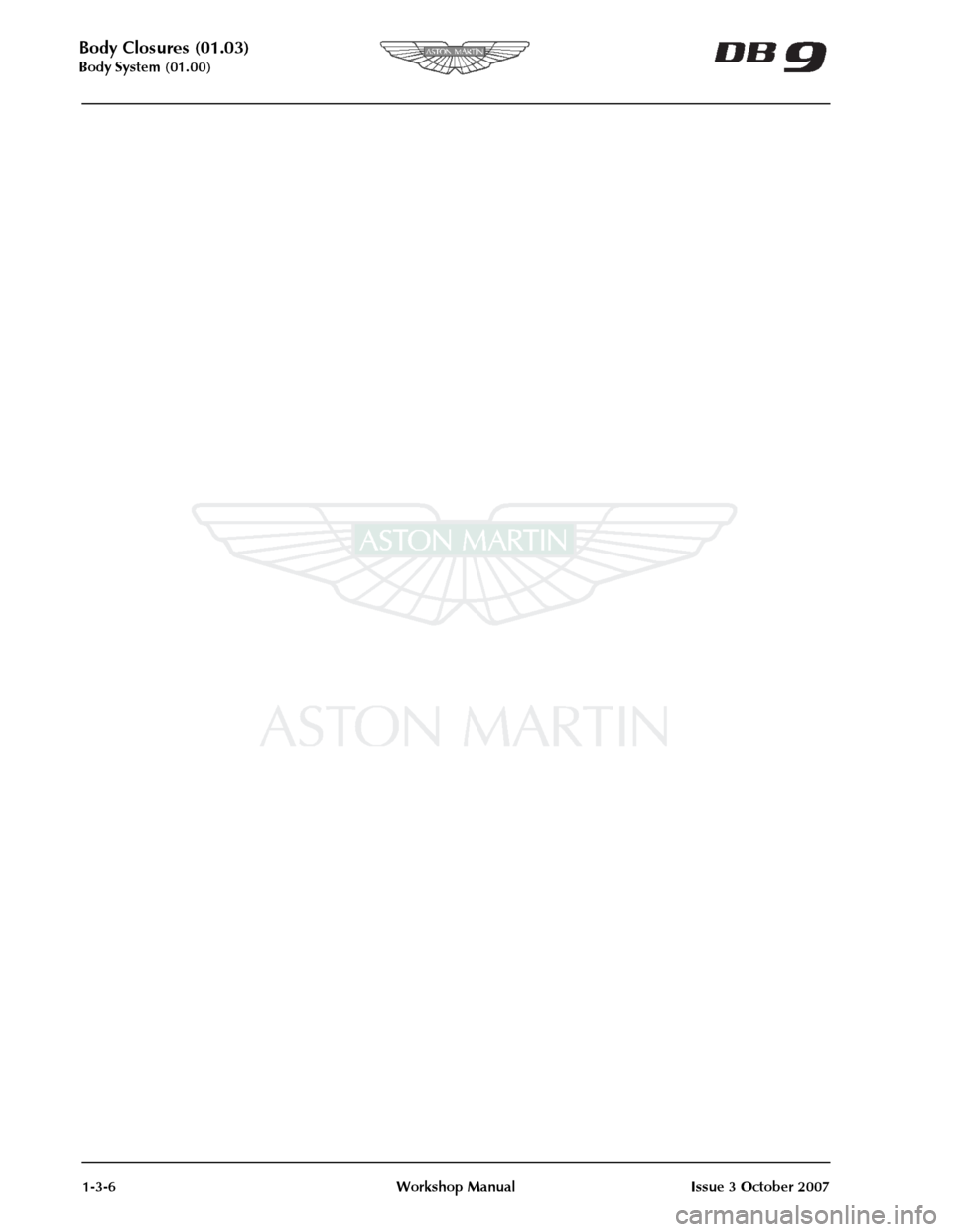 ASTON MARTIN DB9 2008 Owners Manual 