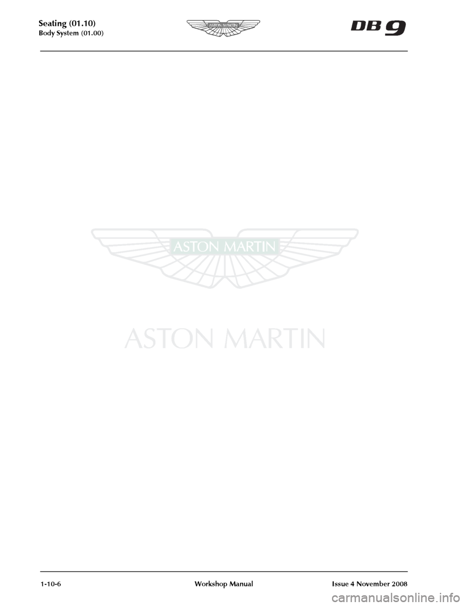 ASTON MARTIN DB9 2008 Service Manual 
