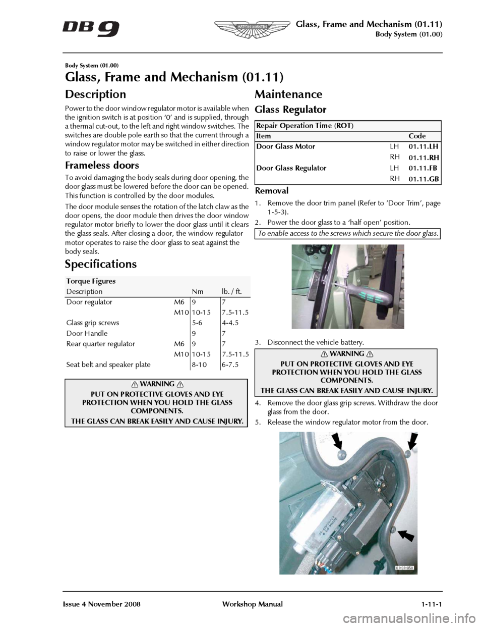 ASTON MARTIN DB9 2008 Service Manual 