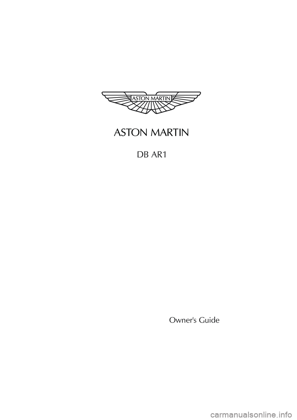 ASTON MARTIN DB AR1 Q 2003  Owners Guide 