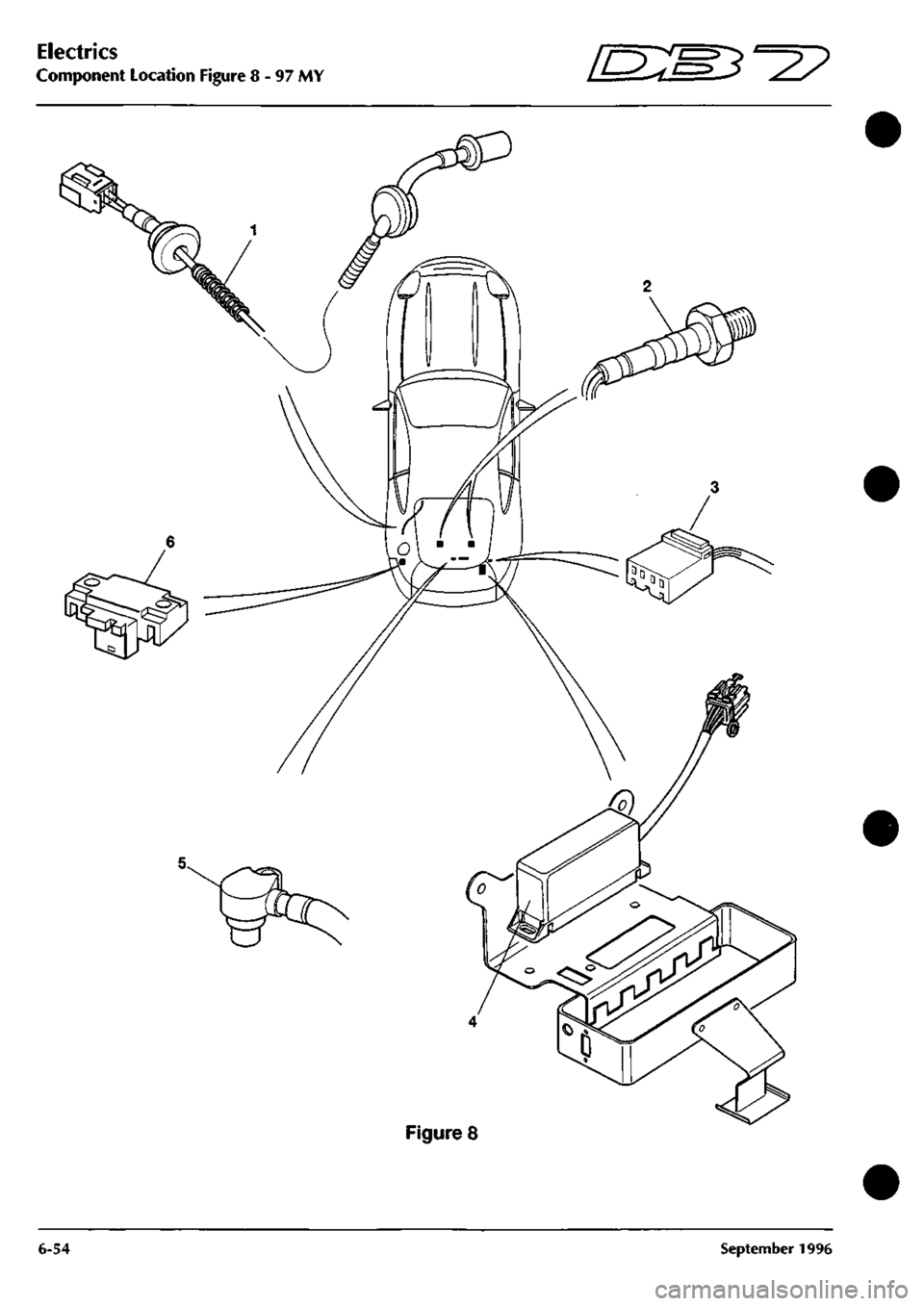 ASTON MARTIN DB7 1997 Workshop Manual
Electrics
Component Location Figure 8-97 MY /s^s^-^?
Figure 8
6-54 September 1996 ASTON MARTIN DB7 1997 Workshop Manual
Electrics
Component Location Figure 8-97 MY /s^s^-^?
Figure 8
6-54 September 1996