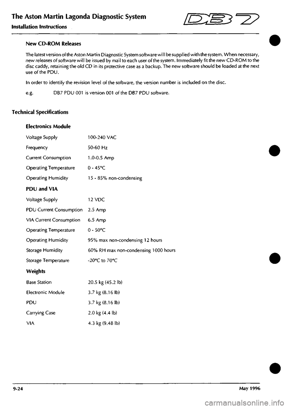ASTON MARTIN DB7 1997 Workshop Manual
The Aston Martin Lagonda Diagnostic System
Installation Instructions E:m3^^?
New CD-ROM Releases
The latestversion of the
Aston
Martin Diagnostic
System
software will besuppliedwiththesystem. ASTON MARTIN DB7 1997 Workshop Manual
The Aston Martin Lagonda Diagnostic System
Installation Instructions E:m3^^?
New CD-ROM Releases
The latestversion of the
Aston
Martin Diagnostic
System
software will besuppliedwiththesystem.