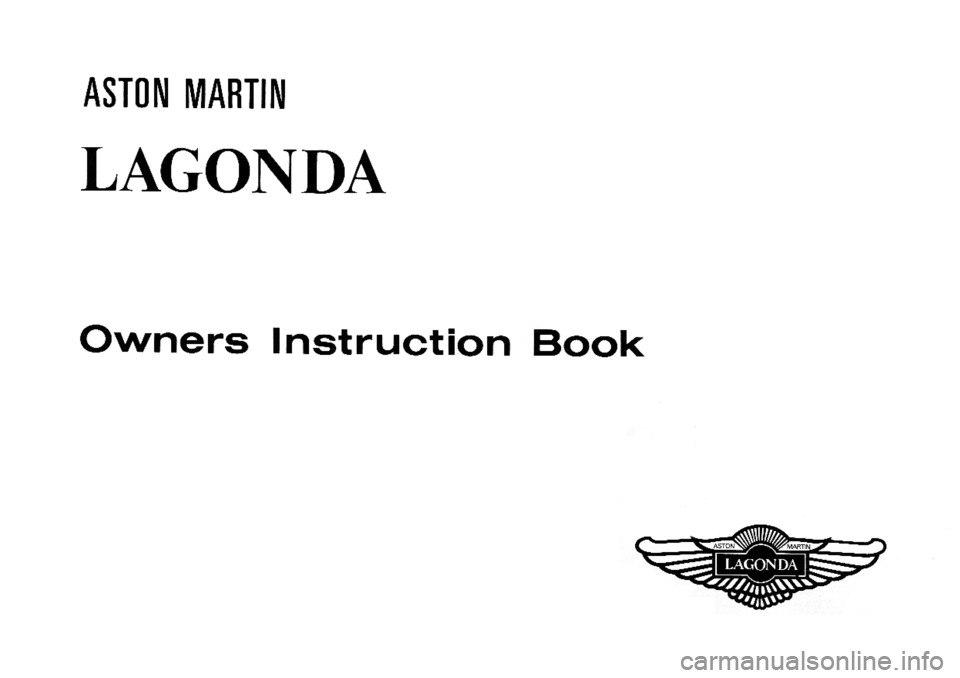 ASTON MARTIN LAGONDA 1980  Owners Guide 