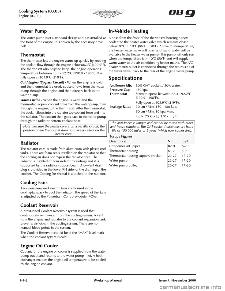 ASTON MARTIN DB9 2004  OBDII Diagnostic Manual 