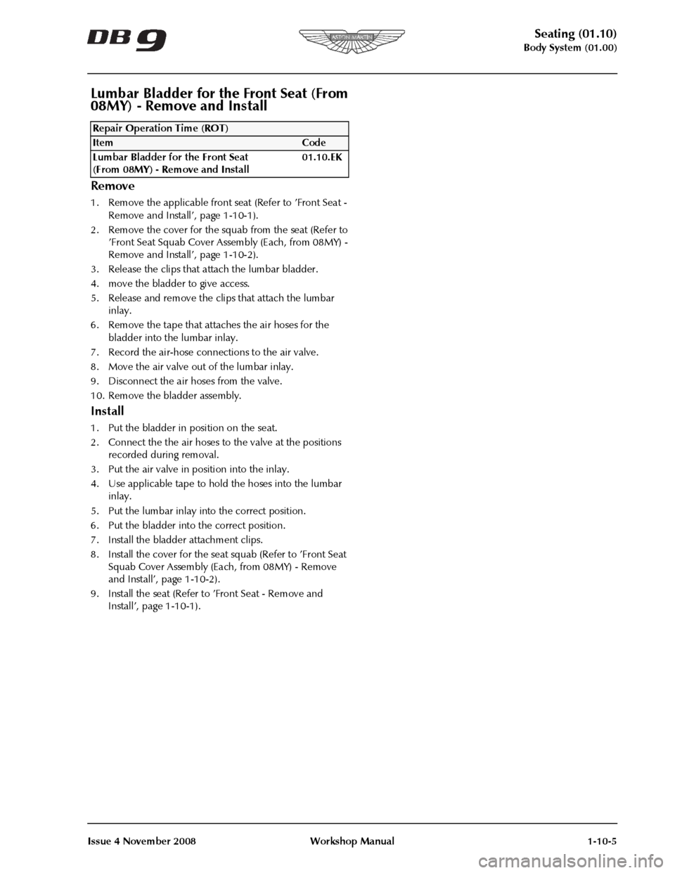ASTON MARTIN DB9 2008 OBDII Diagnostic Manual ASTON MARTIN DB9 2008 OBDII Diagnostic Manual