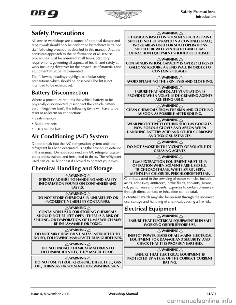ASTON MARTIN DB9 2004  OBDII Diagnostic Manual 