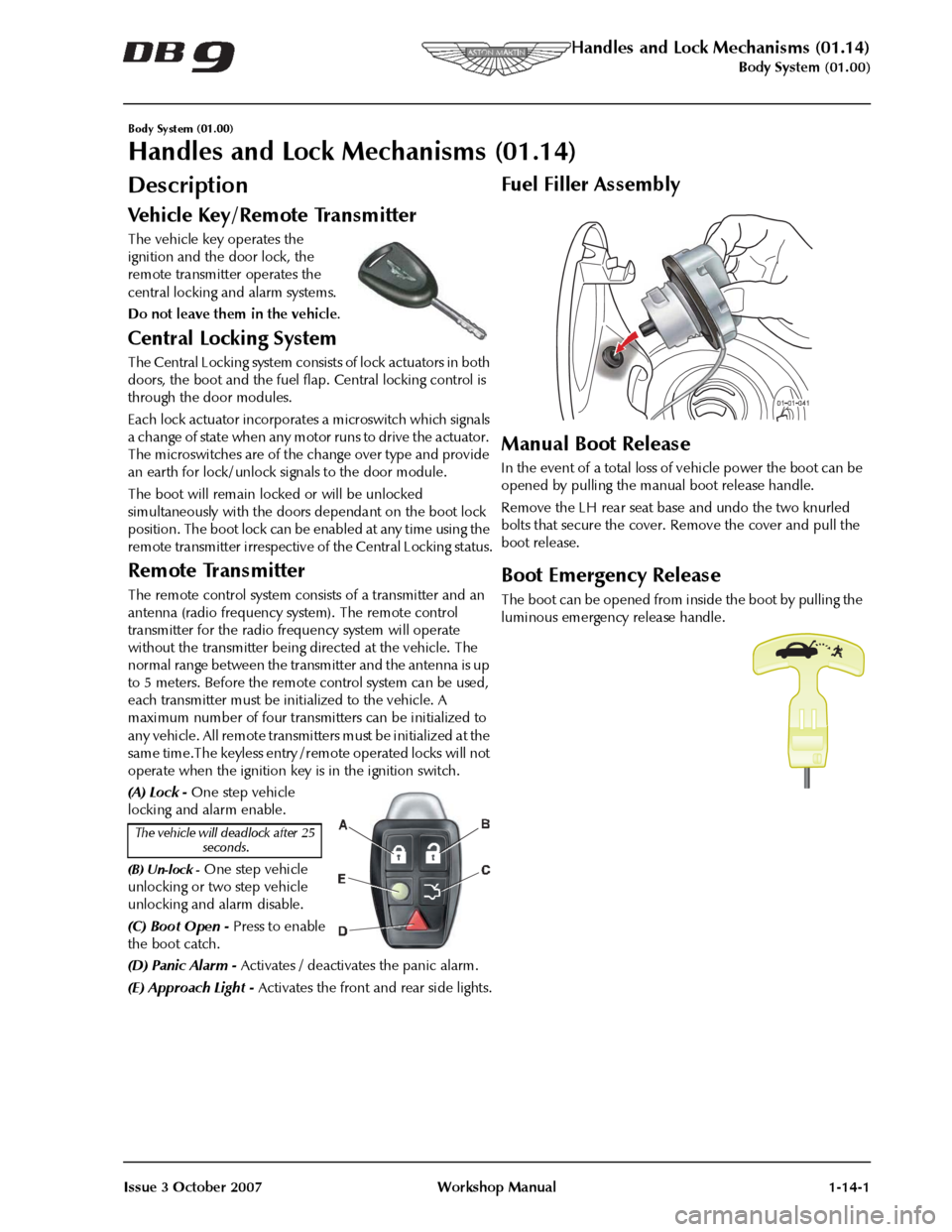 ASTON MARTIN DB9 2008  OBDII Diagnostic Manual 