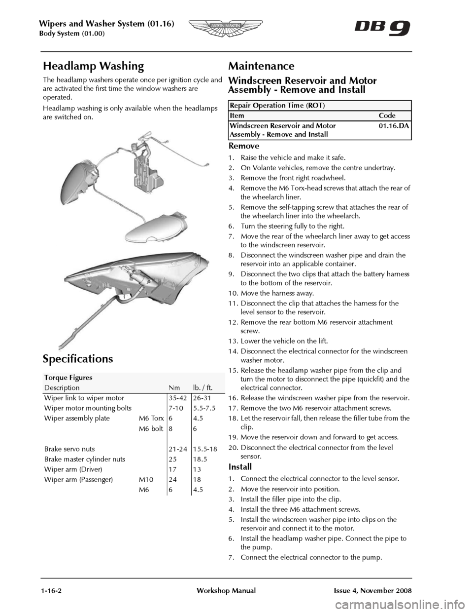 ASTON MARTIN DB9 2008  OBDII Diagnostic Manual 
