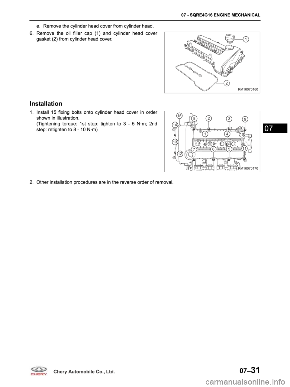 CHERY ARRIZO M16 2014 Service Repair Manual CHERY ARRIZO M16 2014 Service Repair Manual