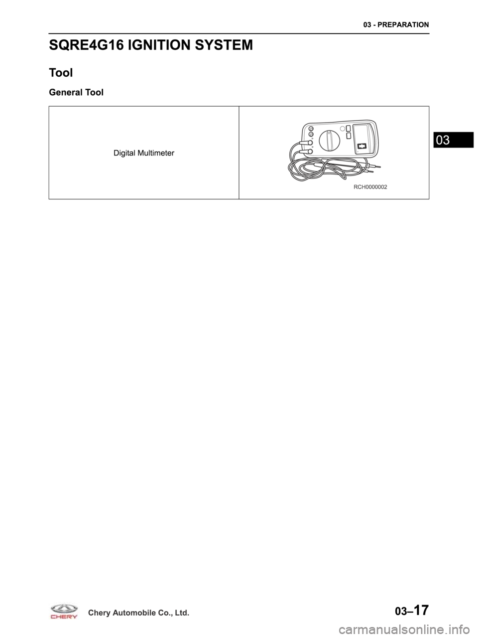 CHERY ARRIZO M16 2014  Service Workshop Manual 