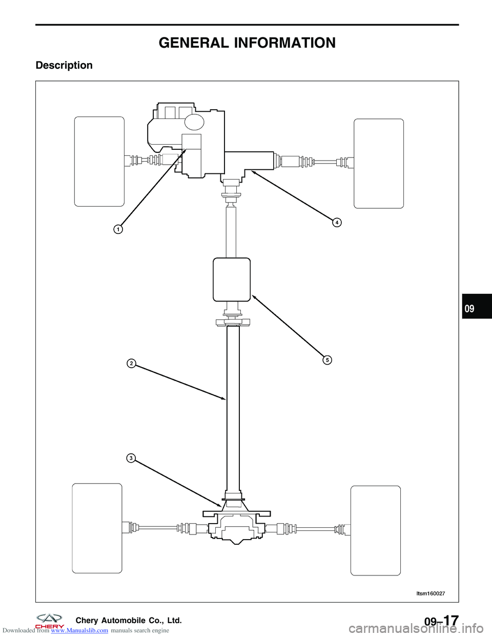 CHERY TIGGO 2009 Service Repair Manual Downloaded from www.Manualslib.com manuals search engine GENERAL INFORMATION
Description
LTSM160027
09
09–17Chery Automobile Co., Ltd. CHERY TIGGO 2009 Service Repair Manual Downloaded from www.Manualslib.com manuals search engine GENERAL INFORMATION
Description
LTSM160027
09
09–17Chery Automobile Co., Ltd.