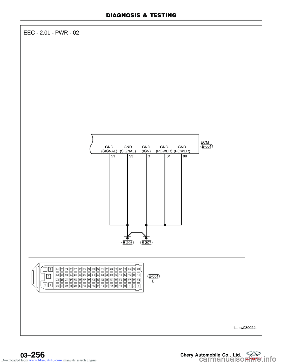 CHERY TIGGO 2009  Service Repair Manual Downloaded from www.Manualslib.com manuals search engine DIAGNOSIS & TESTING
LTSMW030024T
03–256Chery Automobile Co., Ltd.  