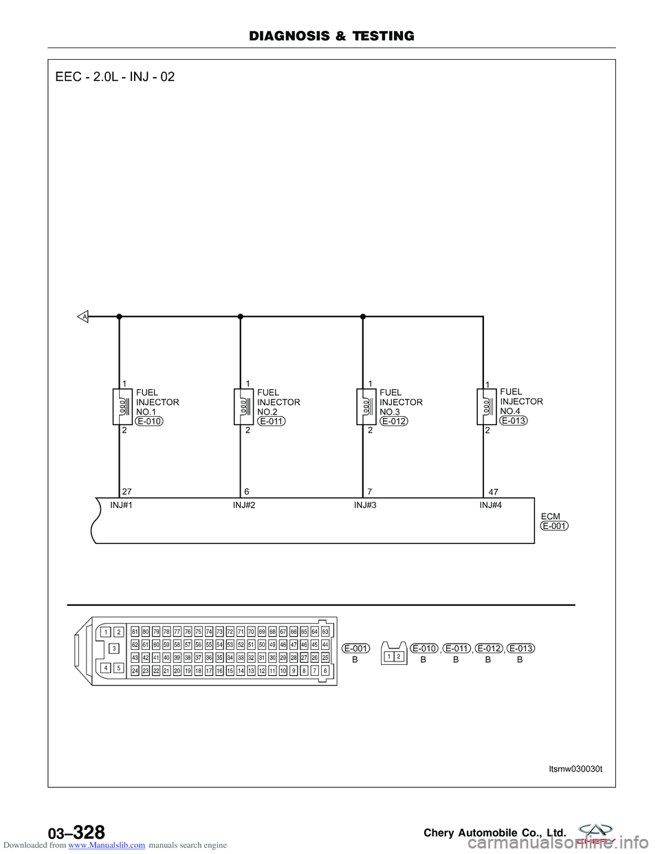CHERY TIGGO 2009  Service Repair Manual Downloaded from www.Manualslib.com manuals search engine DIAGNOSIS & TESTING
LTSMW030030T
03–328Chery Automobile Co., Ltd.  