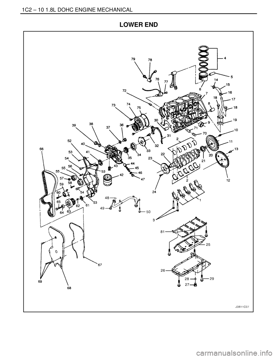 DAEWOO NUBIRA 2004 Service Repair Manual 1C2 – 10I1.8L DOHC ENGINE MECHANICAL
DAEWOO V–121 BL4
LOWER END DAEWOO NUBIRA 2004 Service Repair Manual 1C2 – 10I1.8L DOHC ENGINE MECHANICAL
DAEWOO V–121 BL4
LOWER END