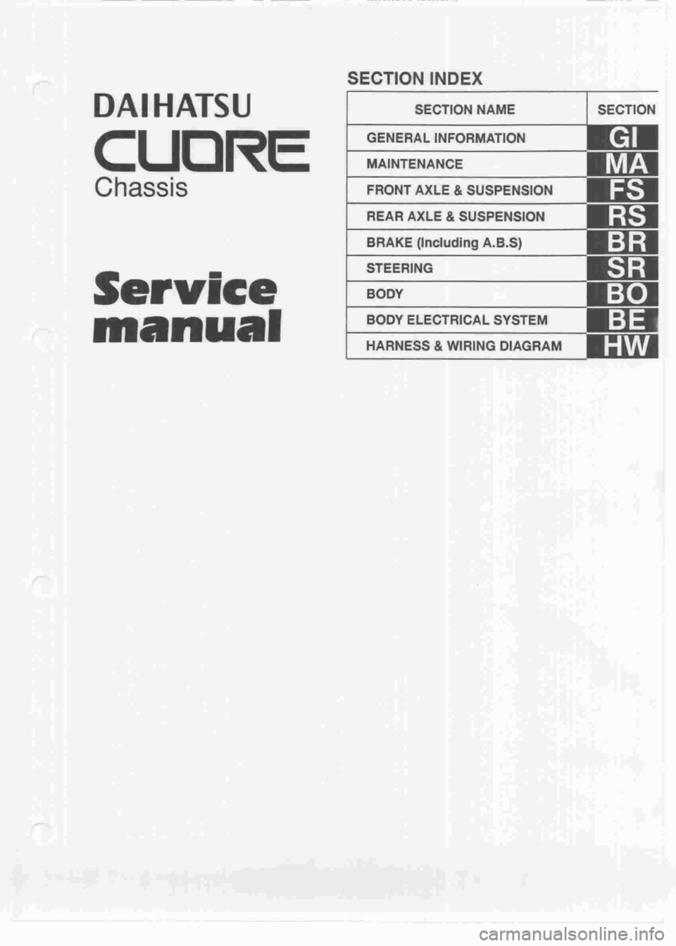 DAIHATSU CUORE 1998  Service Repair Manual 