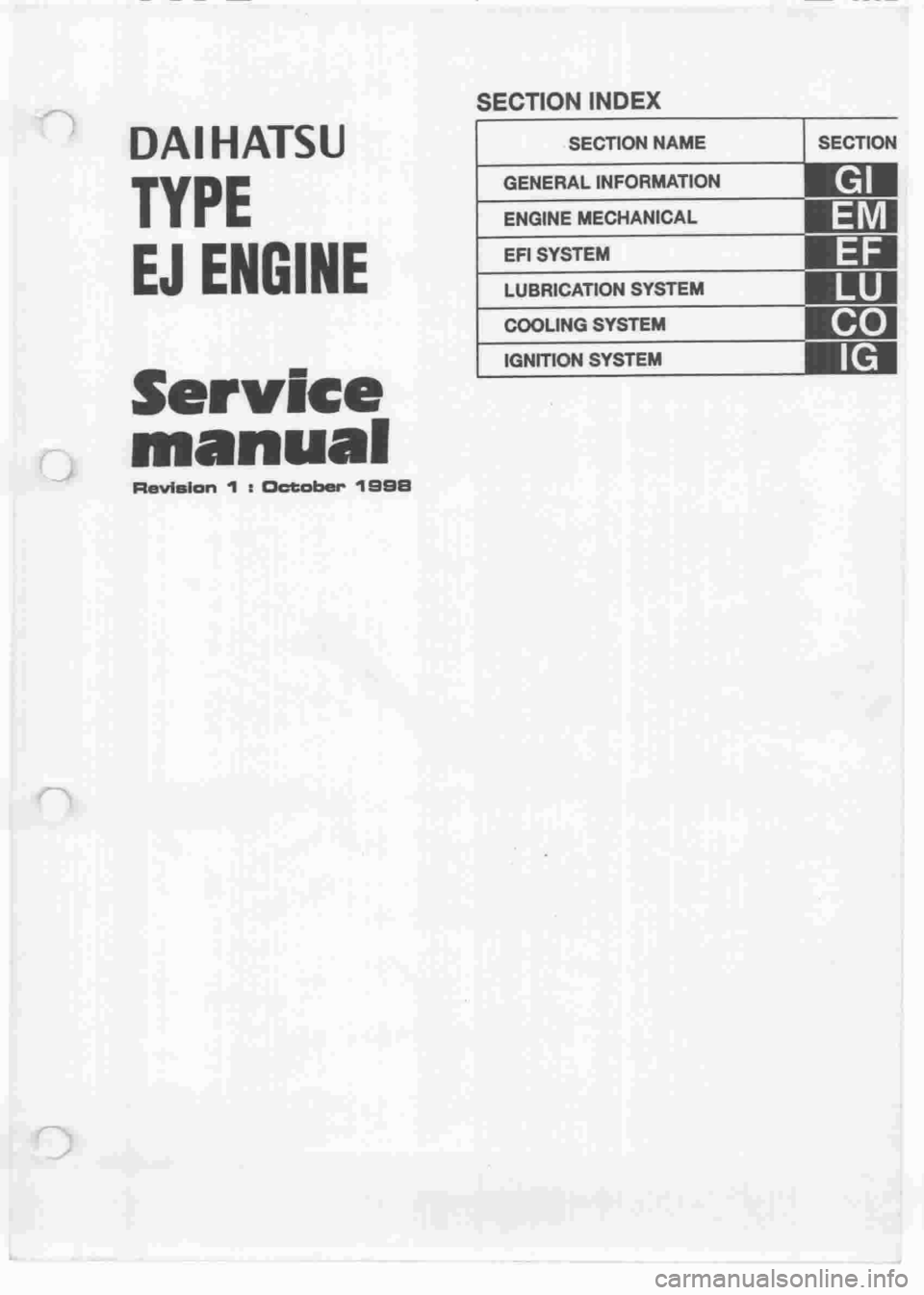 DAIHATSU MIRA 1998  Service Repair Manual 