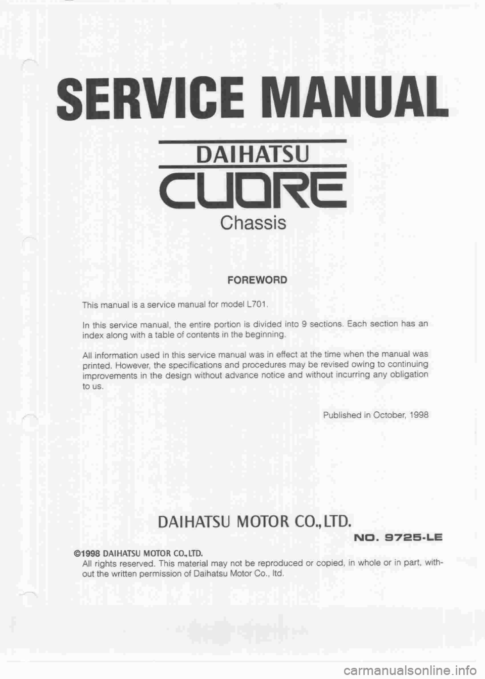 DAIHATSU MOTOR 1998 Service Repair Manual DAIHATSU MOTOR 1998 Service Repair Manual