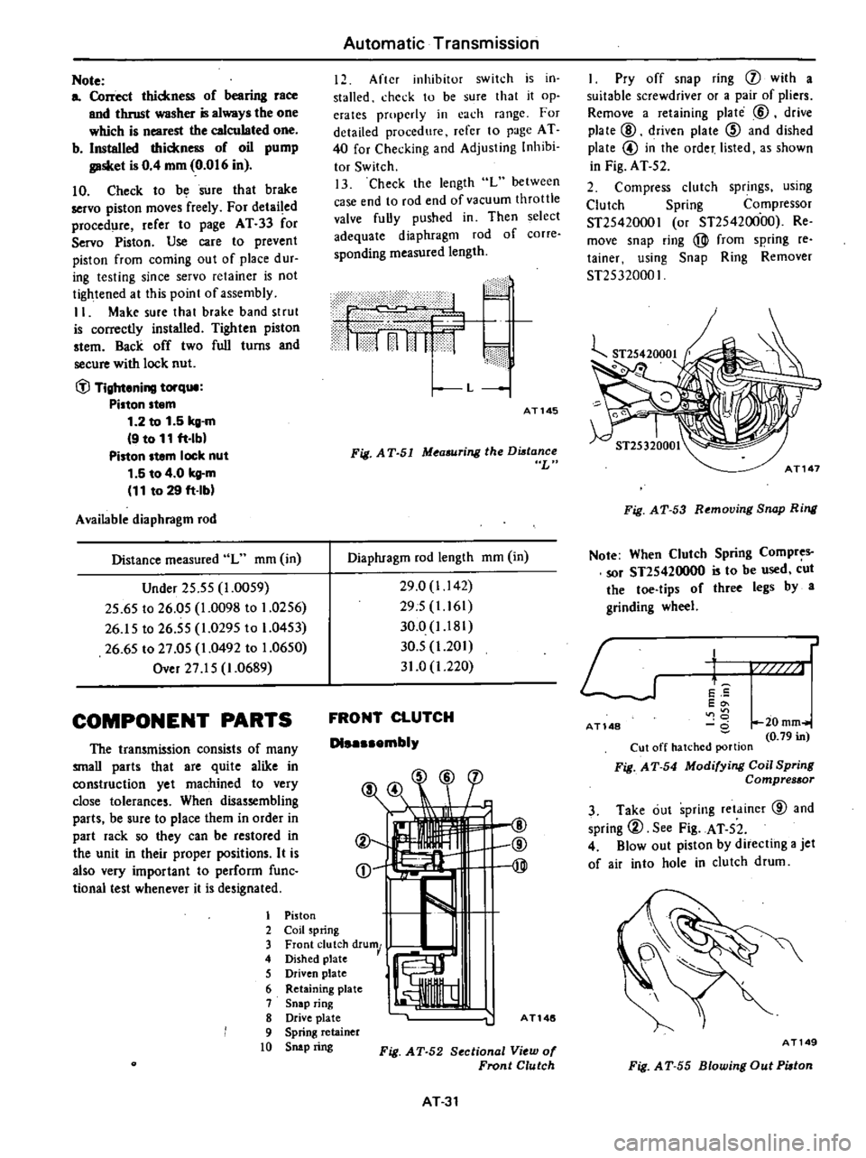 DATSUN 210 1979 User Guide
Note
L
C
llTect
thid
ness
of
bearing
race
end
thrust
washer
is
always
the
one
which
is
nearest
the
calculated
one
b
InsteJled
thid
noss
of
oil
pump
gasket
is
0
4
mm
0 DATSUN 210 1979 User Guide
Note
L
C
llTect
thid
ness
of
bearing
race
end
thrust
washer
is
always
the
one
which
is
nearest
the
calculated
one
b
InsteJled
thid
noss
of
oil
pump
gasket
is
0
4
mm
0