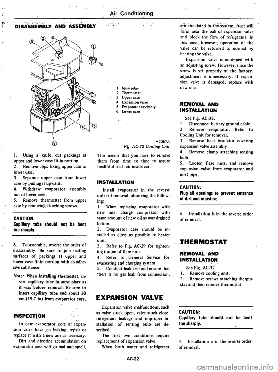 DATSUN 210 1979 Service Manual
to
DISASSEMBLY
AND
ASSEMBLY
y
1
7
1
r
II
l
1
Using
a
knife
cut
packings
at
upper
and
lower
case
fit
in
portion
2
Remove
clips
fixing
upper
case
to
lower
case
3
Sepa DATSUN 210 1979 Service Manual
to
DISASSEMBLY
AND
ASSEMBLY
y
1
7
1
r
II
l
1
Using
a
knife
cut
packings
at
upper
and
lower
case
fit
in
portion
2
Remove
clips
fixing
upper
case
to
lower
case
3
Sepa