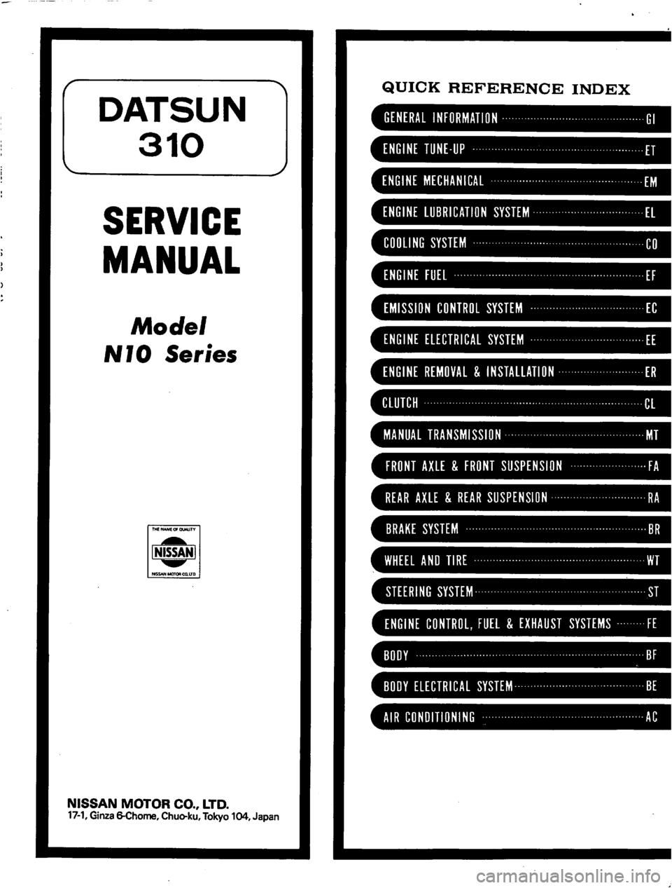 DATSUN 310 1979 Service Repair Manual DATSUN 310 1979 Service Repair Manual
