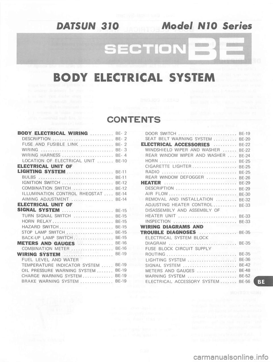 DATSUN 310 1979 Service Repair Manual DATSUN 310 1979 Service Repair Manual