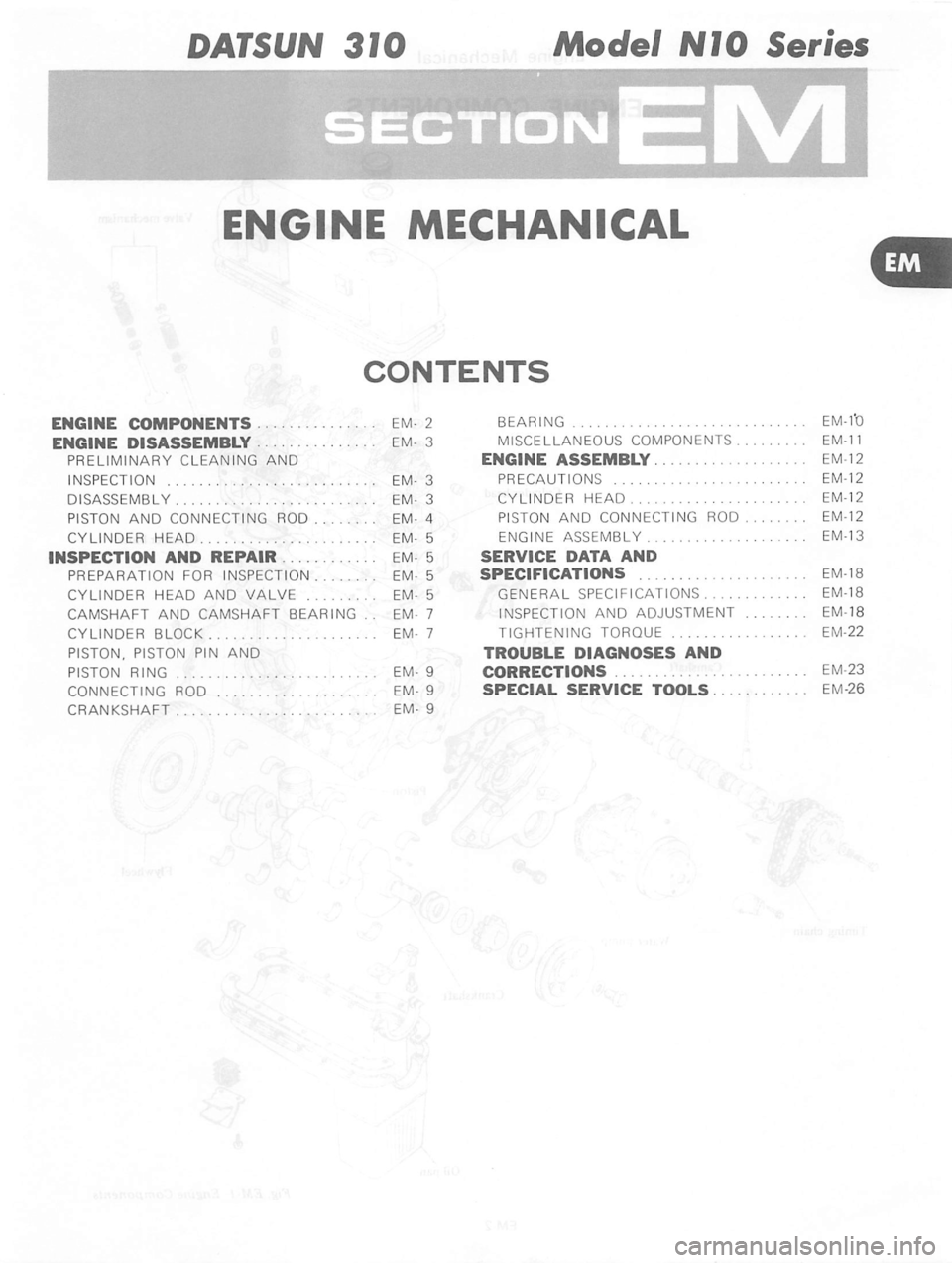 DATSUN 310 1980 Service Service Manual DATSUN 310 1980 Service Service Manual