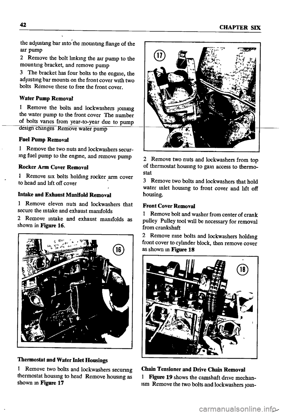 DATSUN 510 1968 Service Service Manual
4Z
CHAPTER
SIX
the
adJustmg
bar
mto
the
mountmg
flange
of
the
arr
pump
2
Remove
the
bolt
lInking
the
arr
pump
to
the
mountmg
bracket
and
remove
pump
3
The
bracket
has DATSUN 510 1968 Service Service Manual
4Z
CHAPTER
SIX
the
adJustmg
bar
mto
the
mountmg
flange
of
the
arr
pump
2
Remove
the
bolt
lInking
the
arr
pump
to
the
mountmg
bracket
and
remove
pump
3
The
bracket
has
