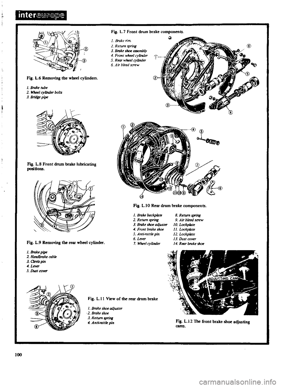 DATSUN 510 1969 Service Repair Manual
inter
Il
IT
Q
riA
I
I
II
l
11
L
6
Removing
the
wbeel
cylindeIli
1
Brd
be
2
Wllul
cylinder
bolts
J
BridI
pip
I
g
L
8
Front
drum
brake
lubricating
positions
Fig
L
9 DATSUN 510 1969 Service Repair Manual
inter
Il
IT
Q
riA
I
I
II
l
11
L
6
Removing
the
wbeel
cylindeIli
1
Brd
be
2
Wllul
cylinder
bolts
J
BridI
pip
I
g
L
8
Front
drum
brake
lubricating
positions
Fig
L
9