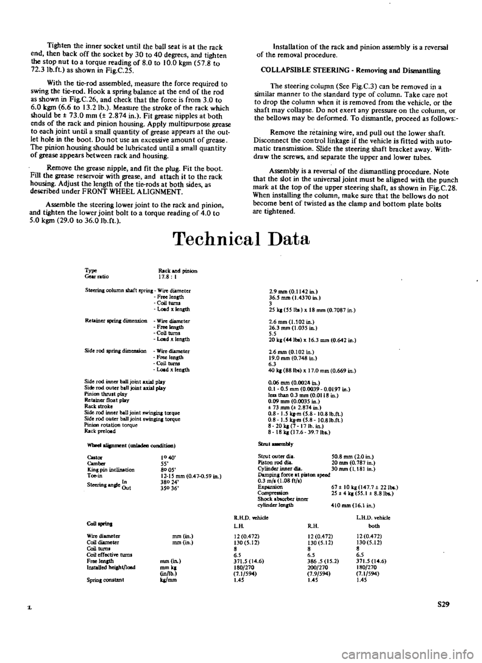 DATSUN 510 1969 Service Repair Manual
Tighten
the
inner
socket
until
the
ball
seat
is
at
the
rack
end
then
back
off
the
socket
by
30
to
40
degrees
and
tighten
the
stop
nut
to
a
torque
reading
of
8
0
to DATSUN 510 1969 Service Repair Manual
Tighten
the
inner
socket
until
the
ball
seat
is
at
the
rack
end
then
back
off
the
socket
by
30
to
40
degrees
and
tighten
the
stop
nut
to
a
torque
reading
of
8
0
to