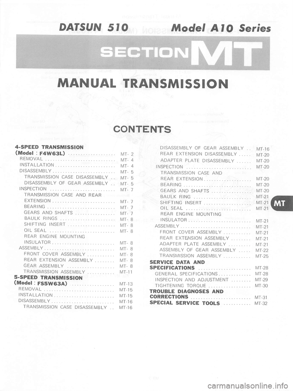 DATSUN 510 1980 Service Repair Manual DATSUN 510 1980 Service Repair Manual