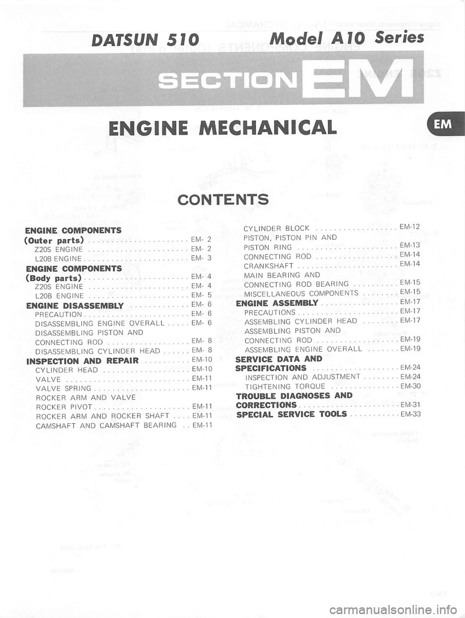 DATSUN 510 1980 Service Workshop Manual DATSUN 510 1980 Service Workshop Manual