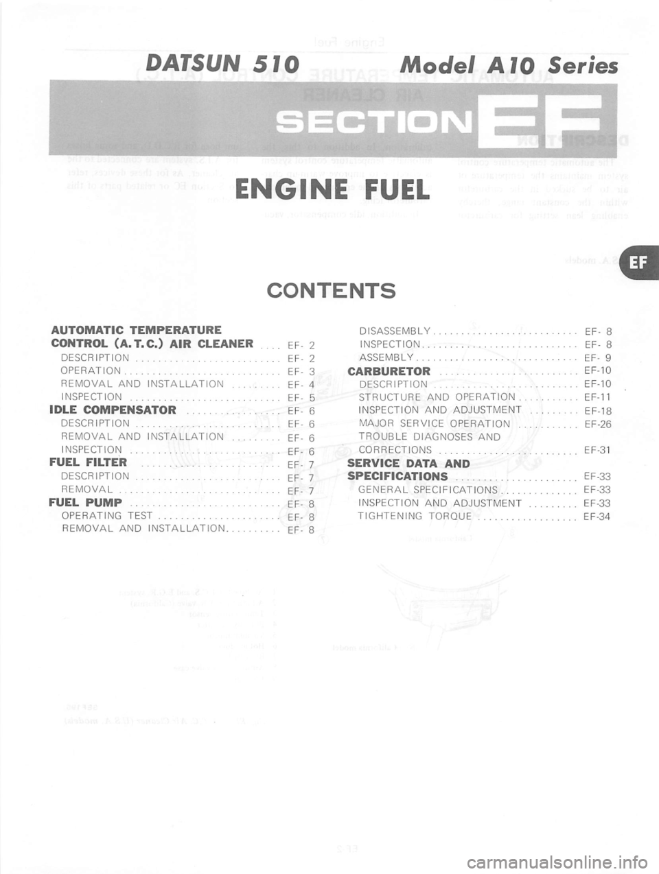 DATSUN 510 1980 Service Owners Manual DATSUN 510 1980 Service Owners Manual