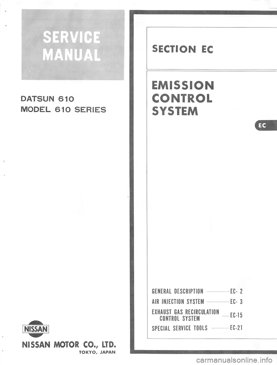 DATSUN 610 1974 Service Manual DATSUN 610 1974 Service Manual