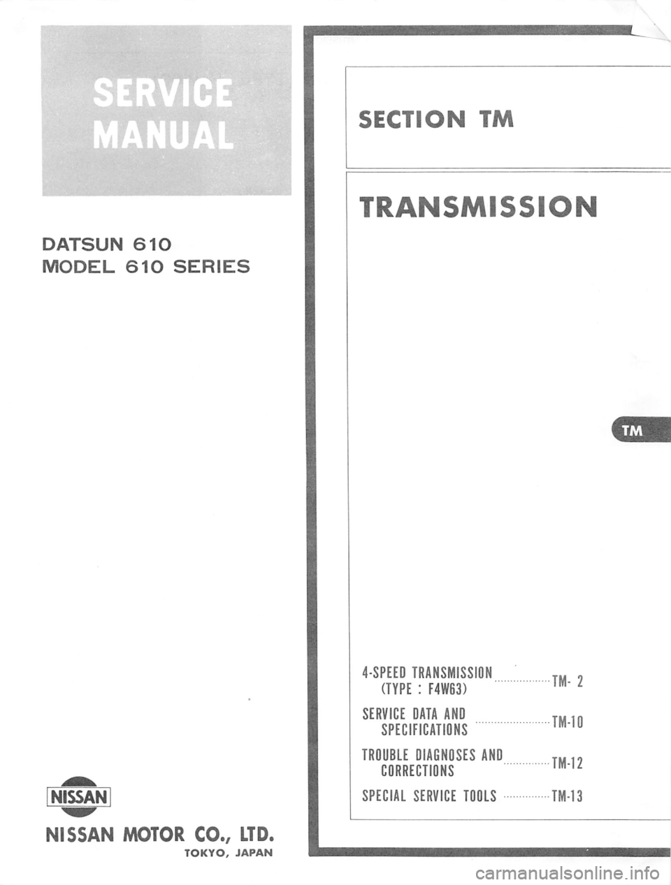 DATSUN 610 1974 Service Manual DATSUN 610 1974 Service Manual