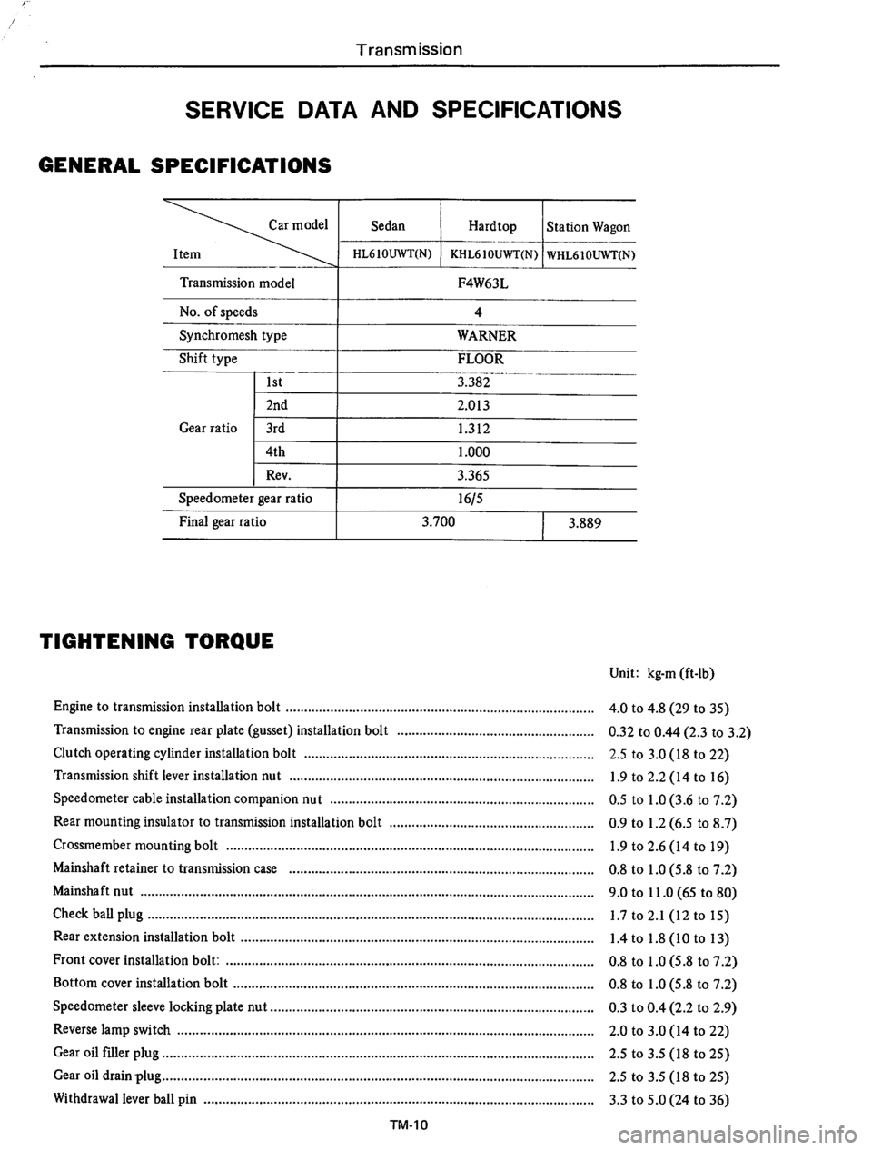 DATSUN 610 1974 Service Manual DATSUN 610 1974 Service Manual