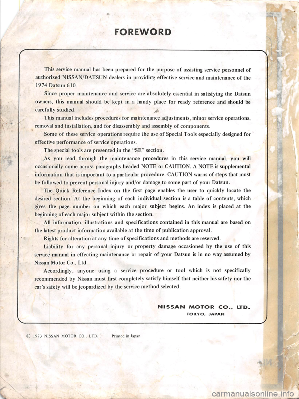 DATSUN 610 1974  Service Manual 
