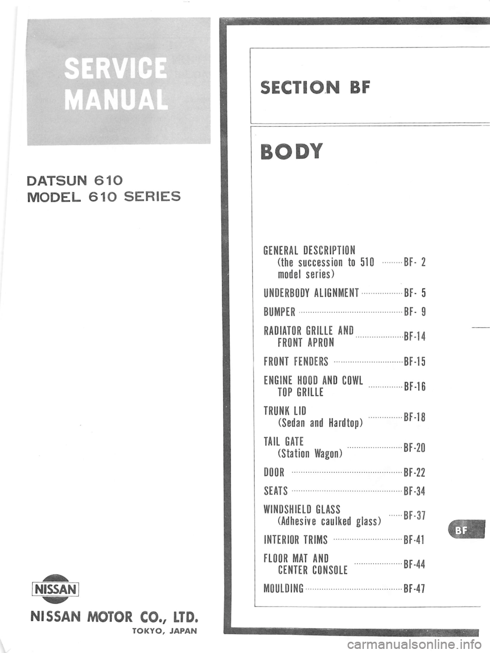 DATSUN 610 1974 Service Manual DATSUN 610 1974 Service Manual