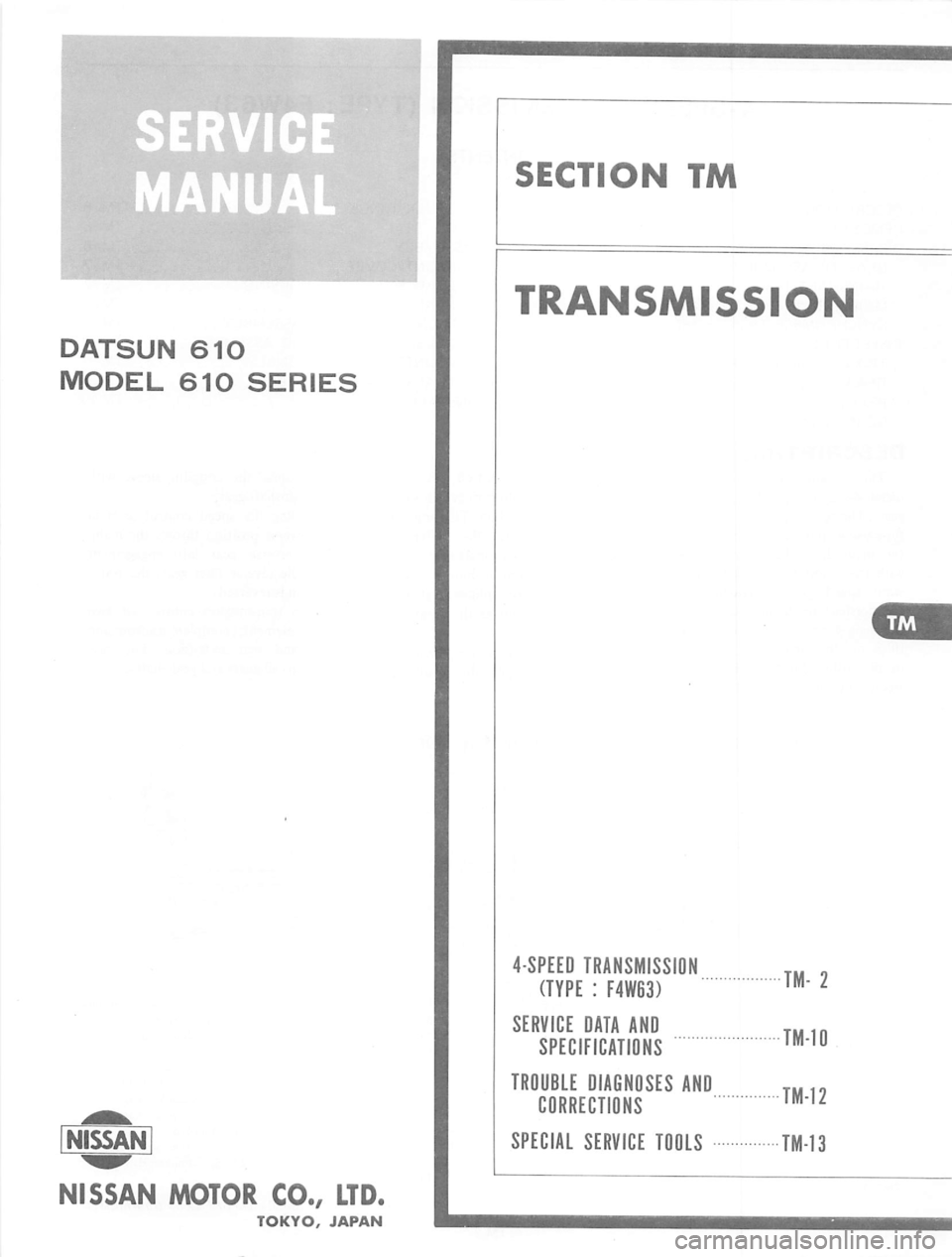 DATSUN 610 1975 Service Manual DATSUN 610 1975 Service Manual