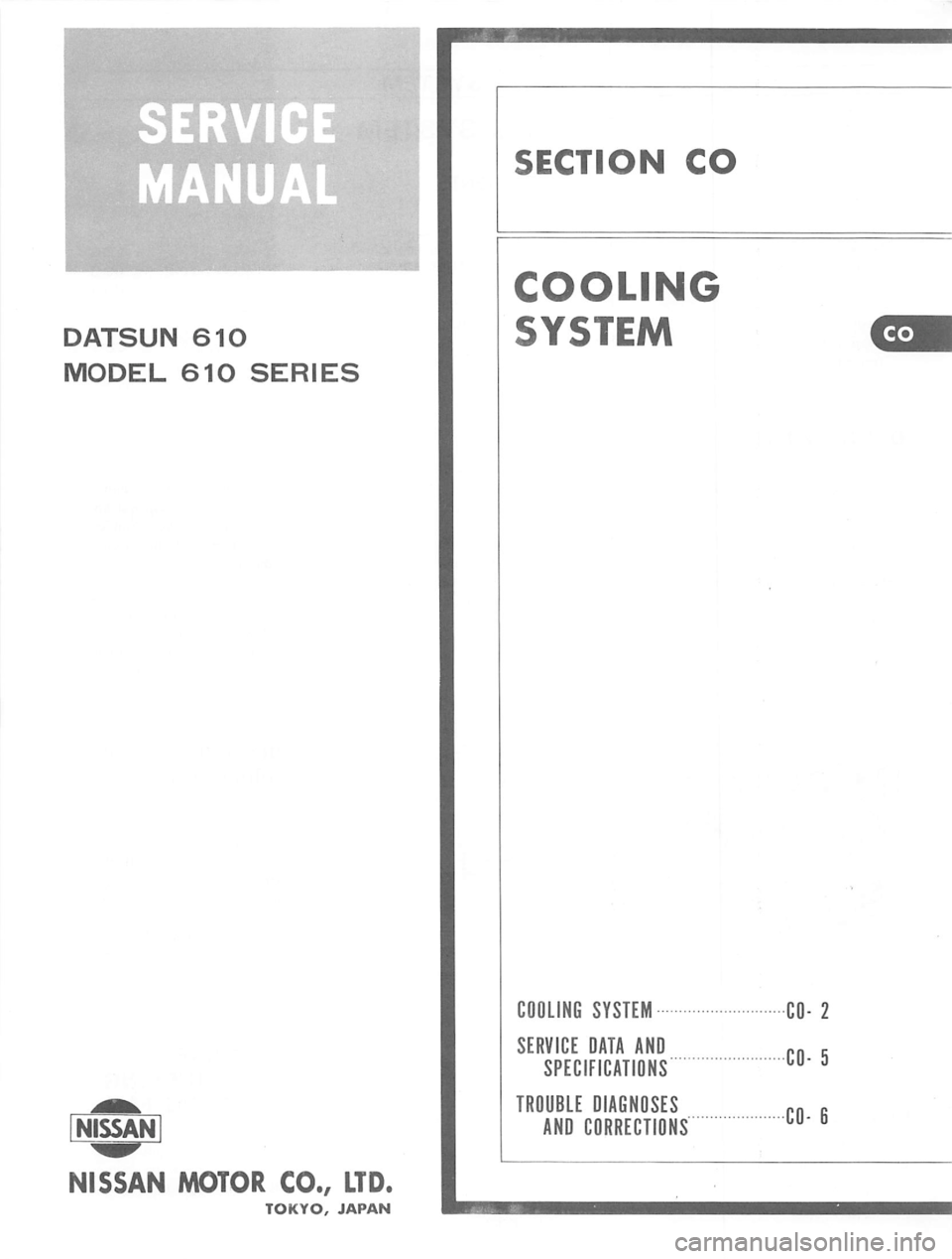 DATSUN 610 1975 Owners Manual DATSUN 610 1975 Owners Manual