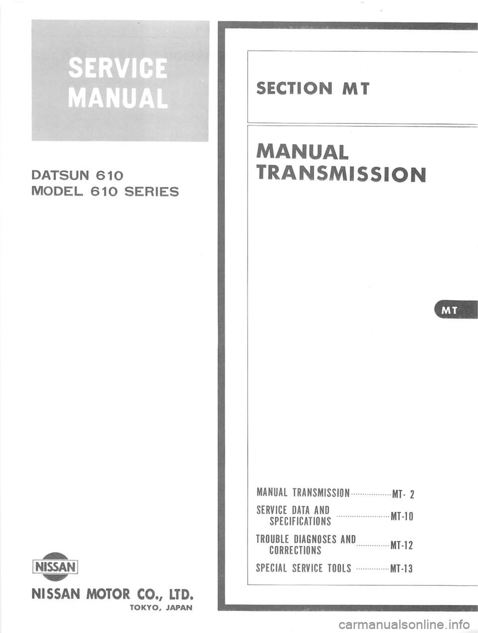 DATSUN 610 1976 Service Manual DATSUN 610 1976 Service Manual