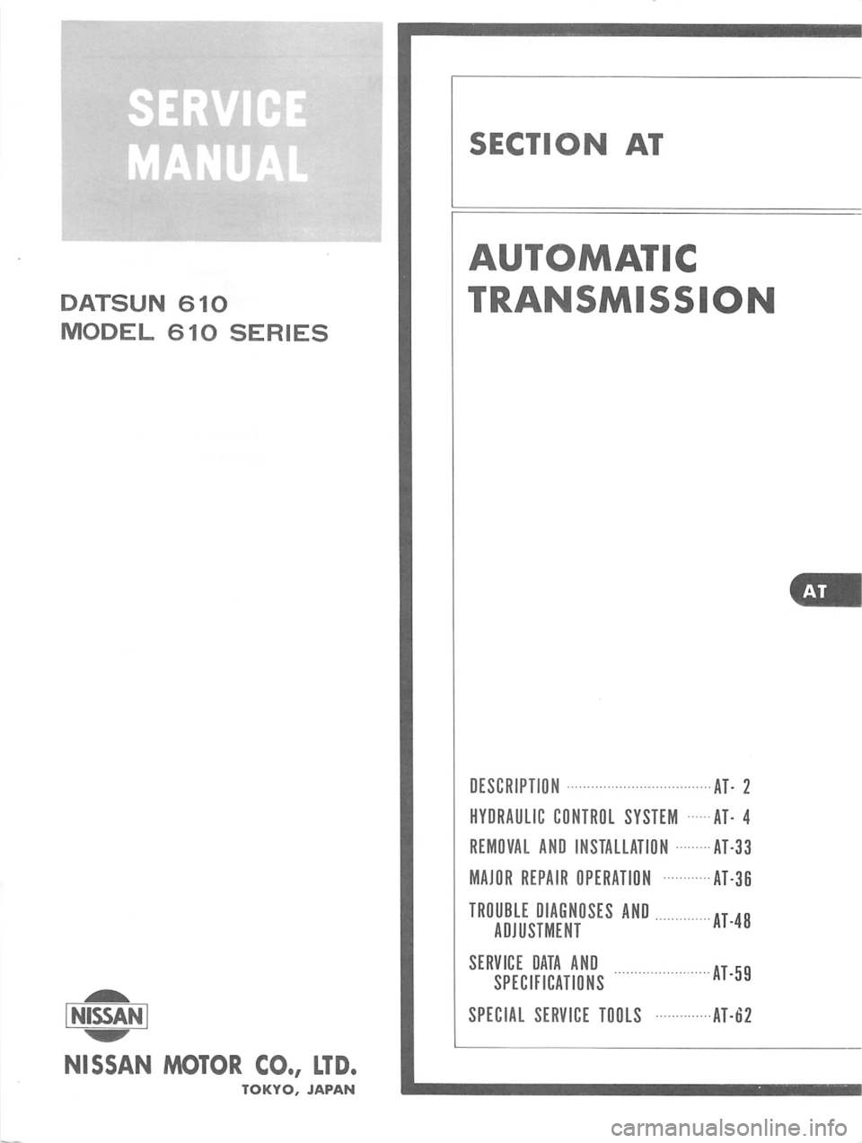 DATSUN 610 1976 Service Manual DATSUN 610 1976 Service Manual