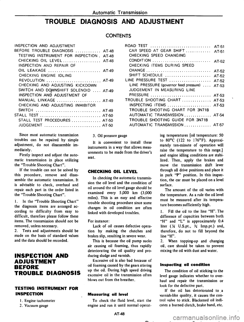 DATSUN 710 1974 Service Manual DATSUN 710 1974 Service Manual