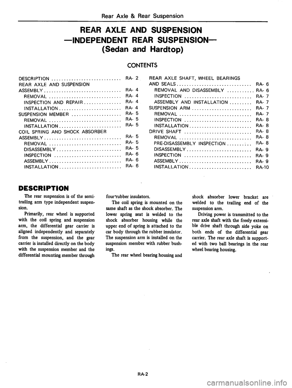 DATSUN 810 1980 Service Manual DATSUN 810 1980 Service Manual